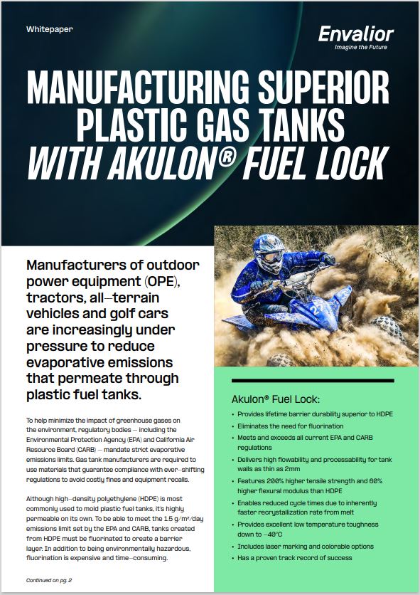 Manufacturing superior plastic gas tanks with akulon® fuel lock