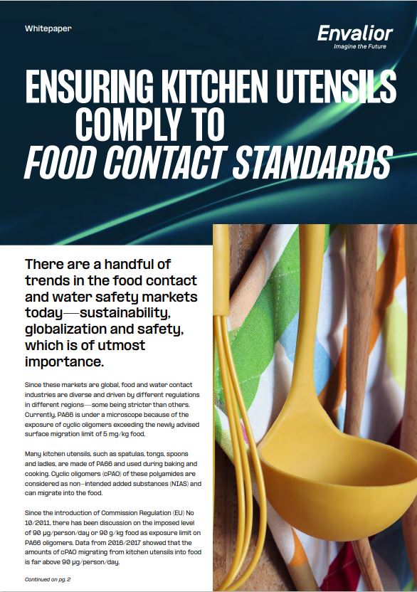 Ensuring kitchen utensils comply to food contact standards